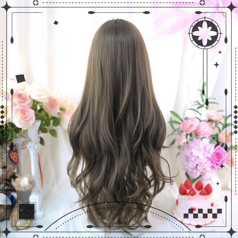 Dalao Home - Sweet Lolita Wig Double Ponytails Long Wavy Wig 2597C Grayish Brown (Loose Hair)