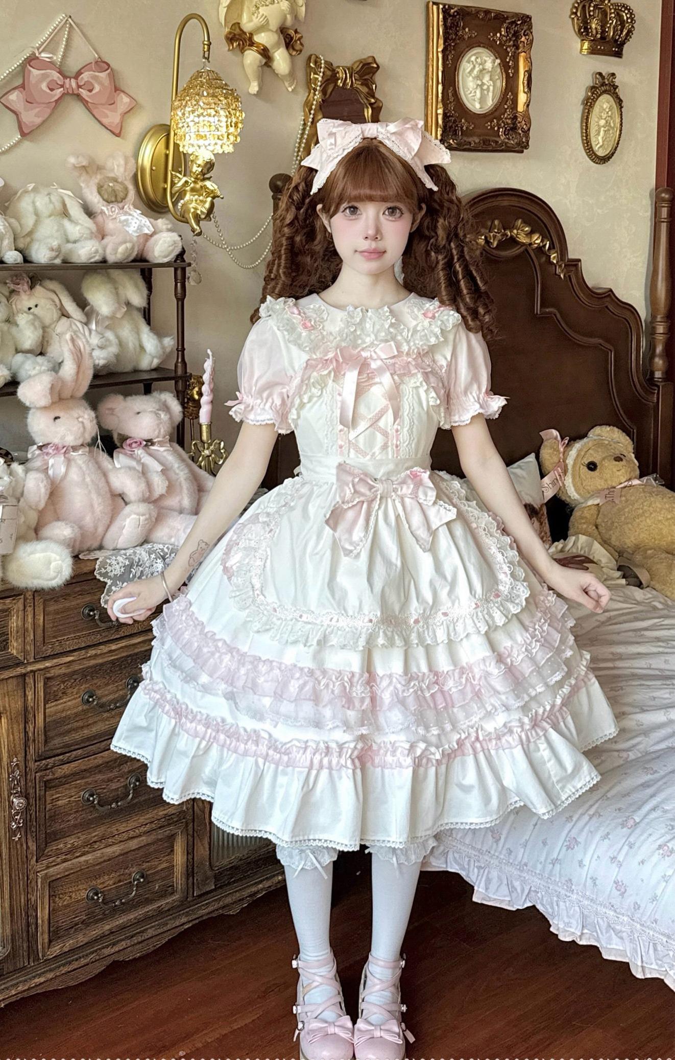 Little Dessert Chef - Old School Lolita JSK Dress, Cream-Like Ruffle