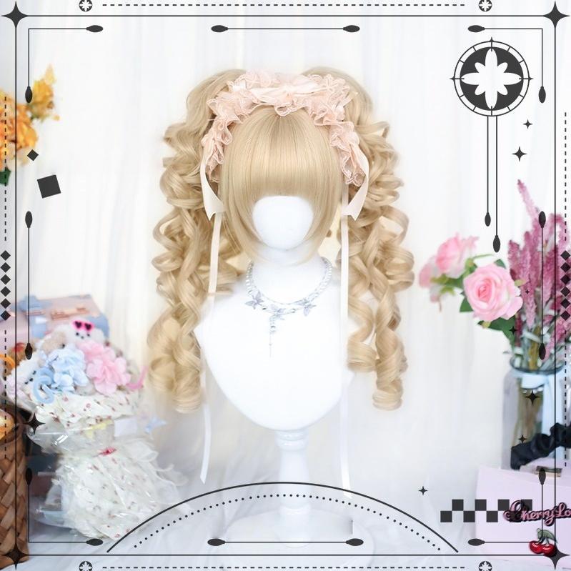 Dalao Home - Flo Wig - Sweet Lolita Long Curly Wigs, Detachable Ponytail 43169:798762