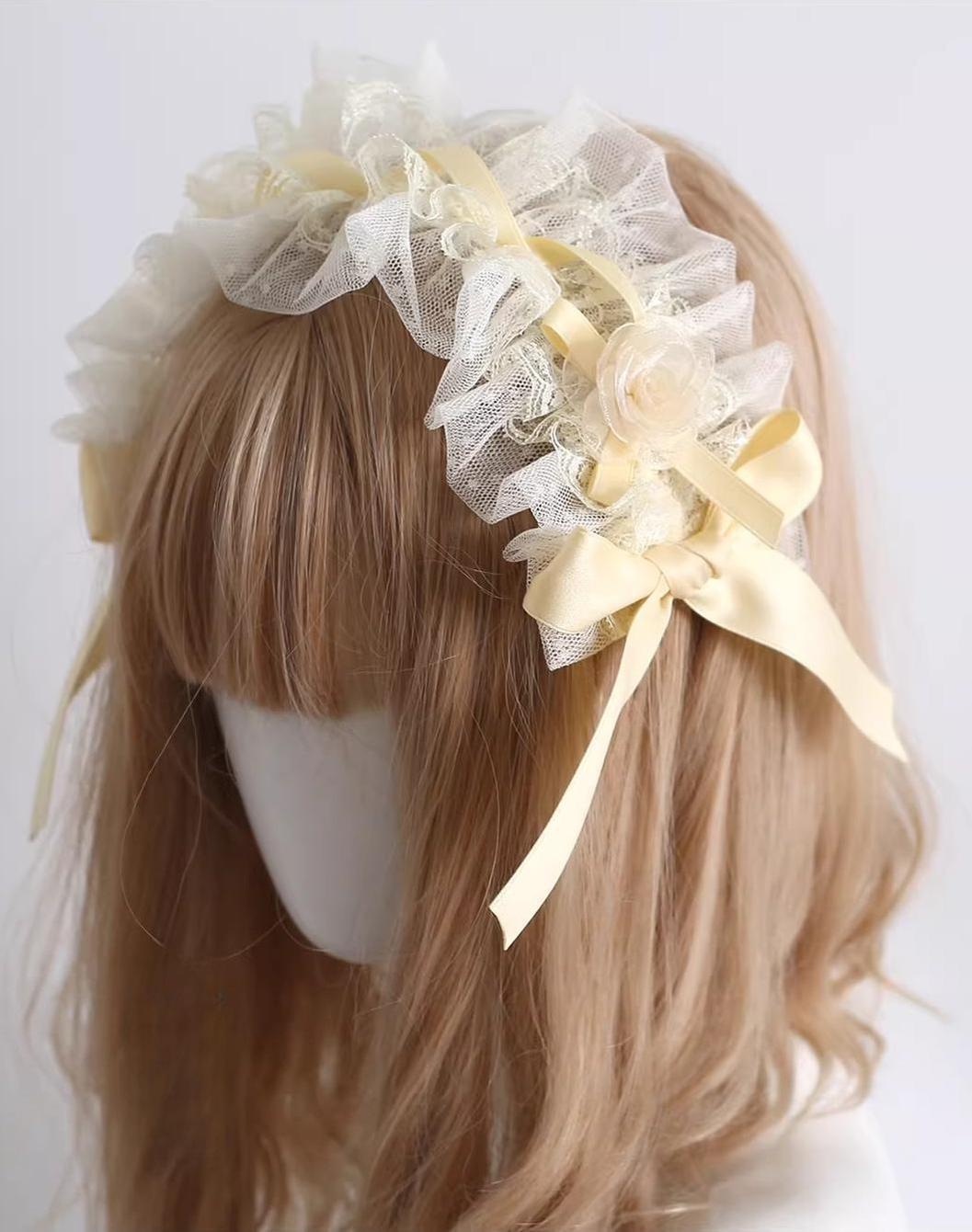 Lace Lolita Hairband, 2-in1 Bunny Ear Hairband