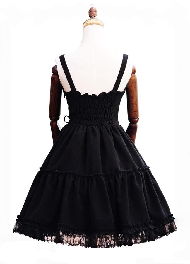 Tiny Garden - Garden Waltz - Black Elegant Lolita JSK, Knee Length Dress 44316:803938