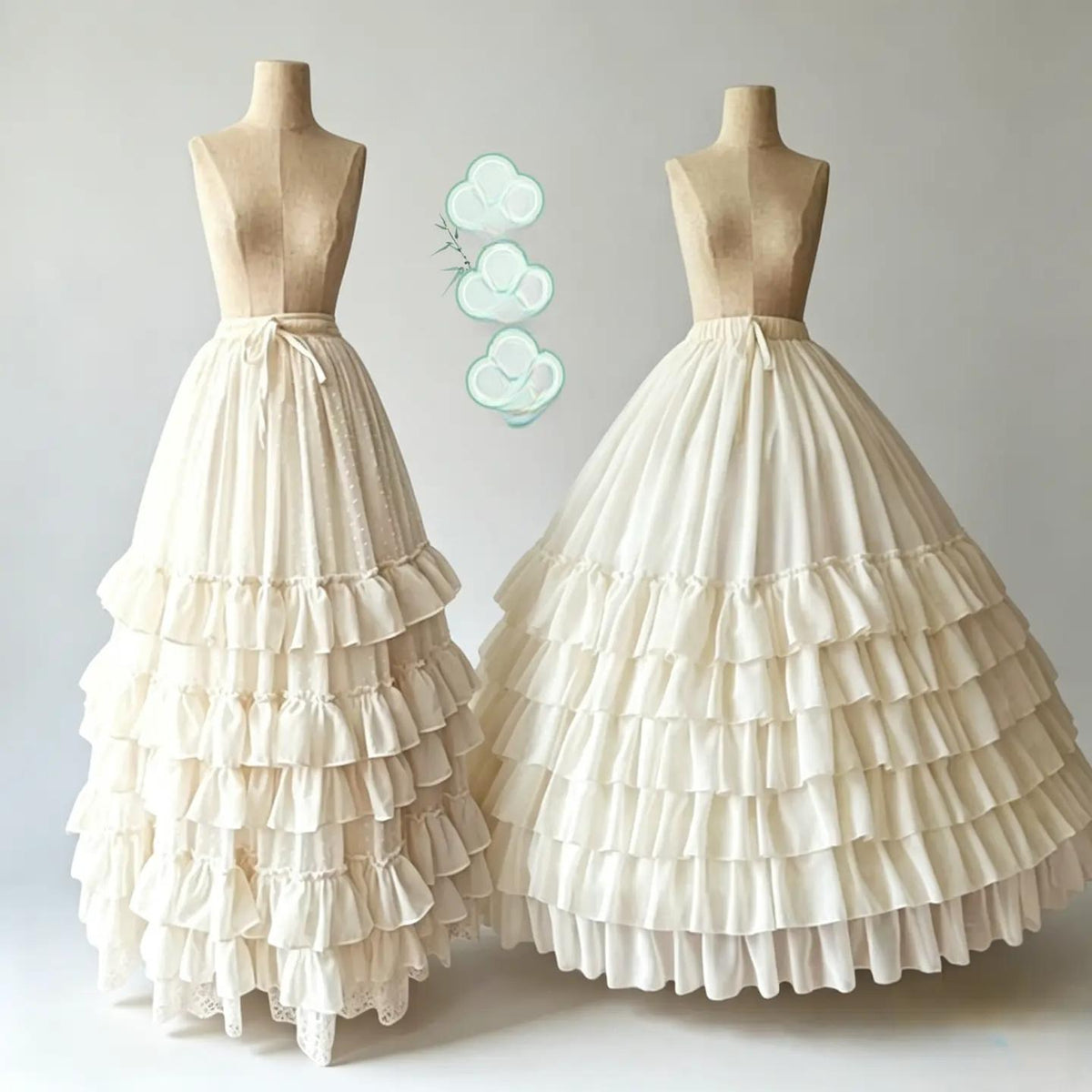 Wedding Lolita Long Volume Underskirt, Layered Ruffles (L-XL S-M XXL) 46117:875482