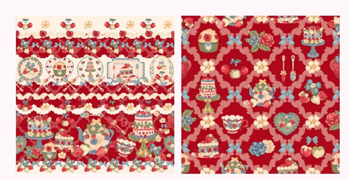 Rose Whispers - Strawberry Tata - Sweet Lolita Dress Suit With Strawberry Cake Print 43173:769389