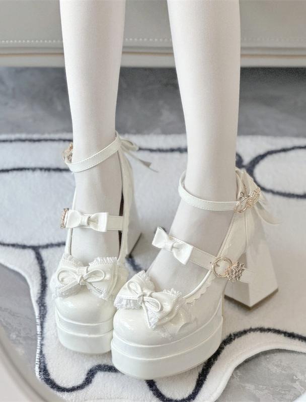 Dreamy Butterfly - Sweet Lolita Round Toe Heel Shoes, Bows & Ruffles 45139:836003