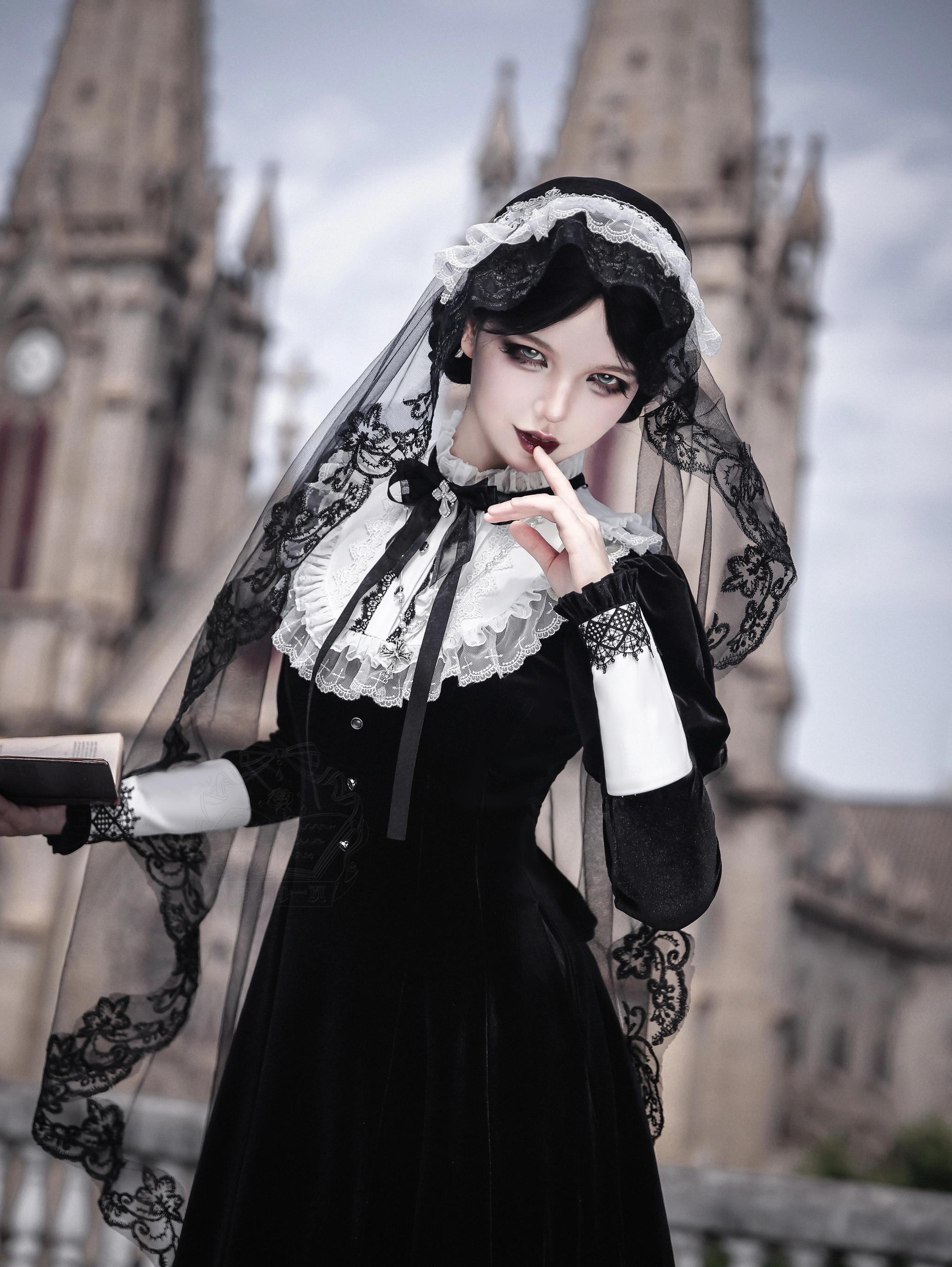 Cross Craft - Ten-Panel Cut Gothic Lolita OP, Embroidered Crosses 44402:806604