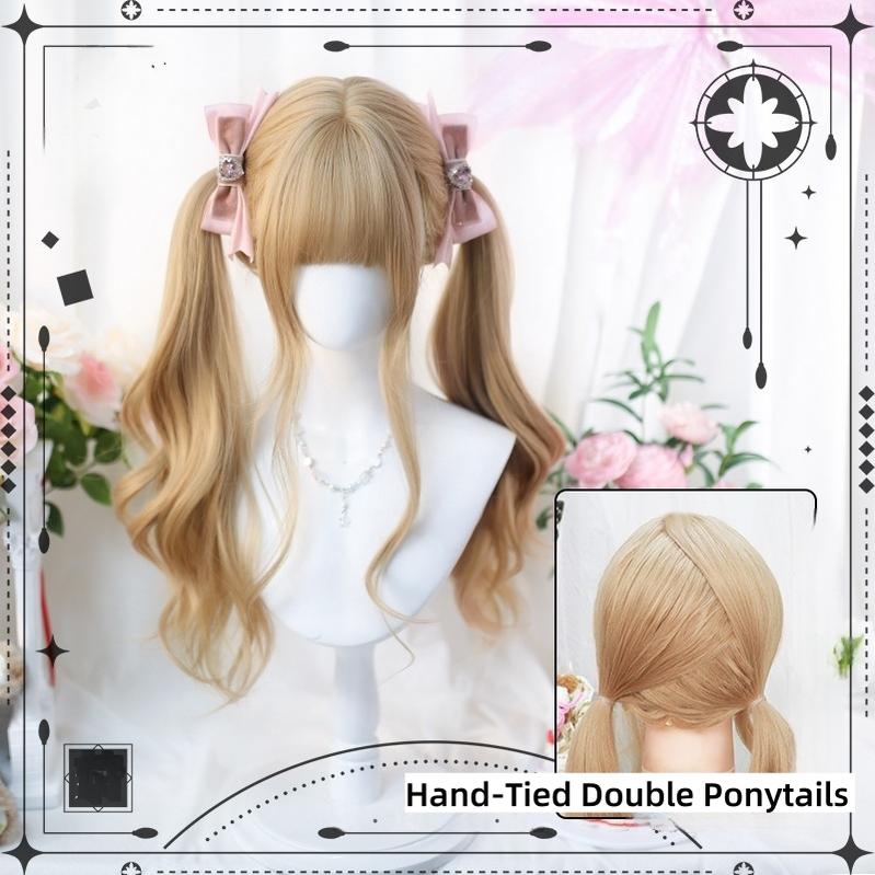 Dalao Home - Sweet Lolita Wig Double Ponytails Long Wavy Wig 2597B Milk Tea Gold (Double Ponytails)