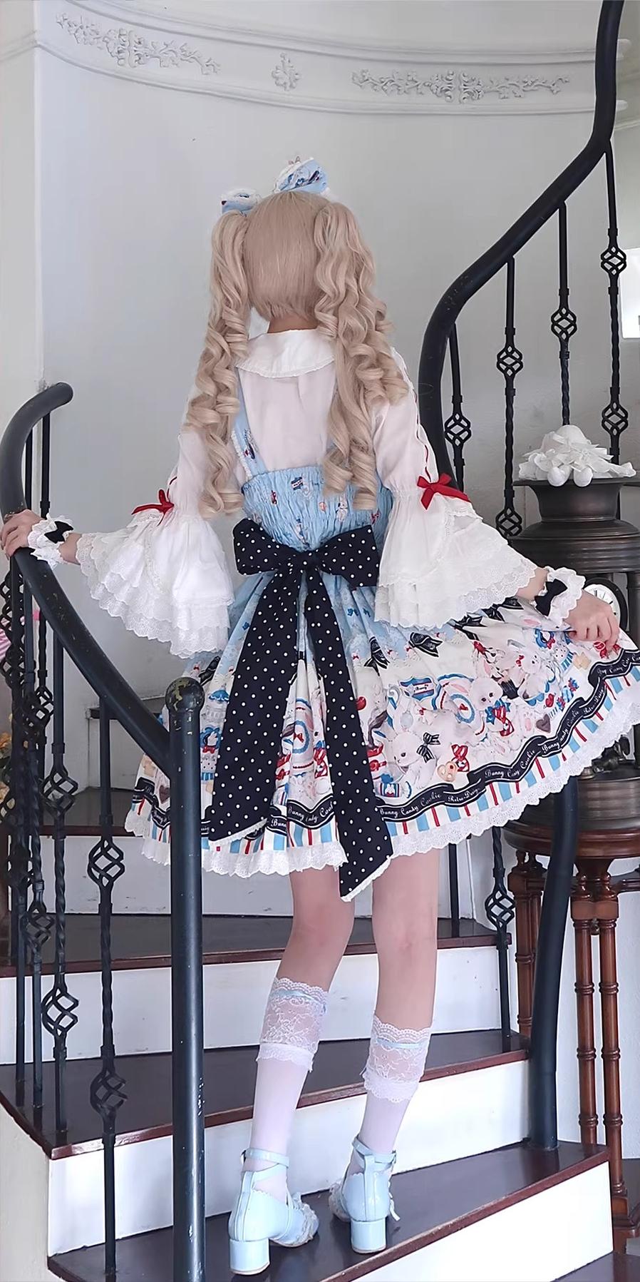 Myth Rabbit Tea Party - Sweet Lolita Dress Set, Bunny Print JSK 44460:809376