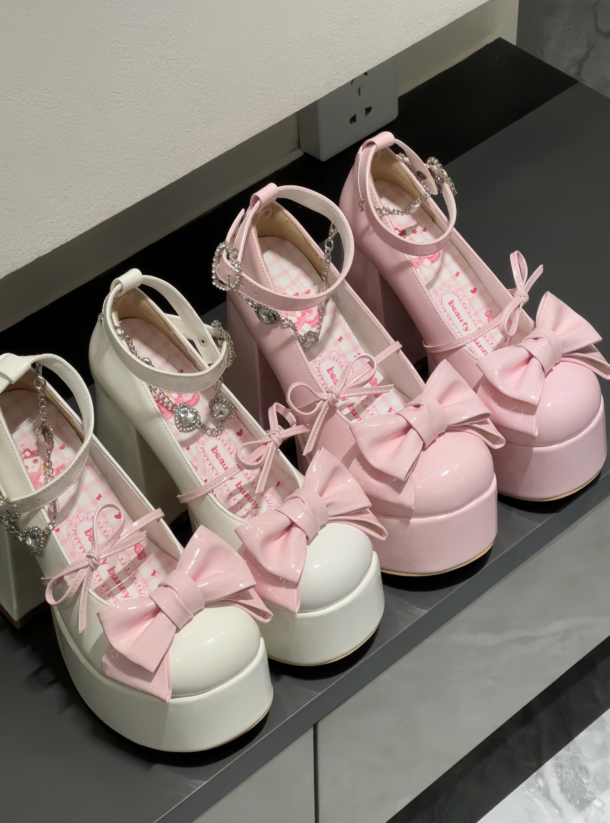 Princess Dudu - Sweet Lolita Heels Shoes, Rhinestone Chain