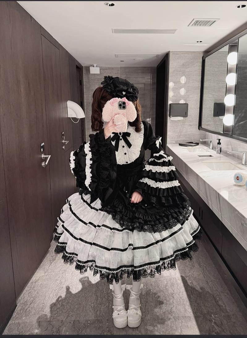 Buling Moon - Solo Puppet - Sweet Lolita OP Dress with Princess Long Sleeves