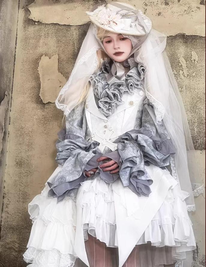 Genesis and Armageddon - Gothic Lolita High-low Hem Shirt, Boning SK