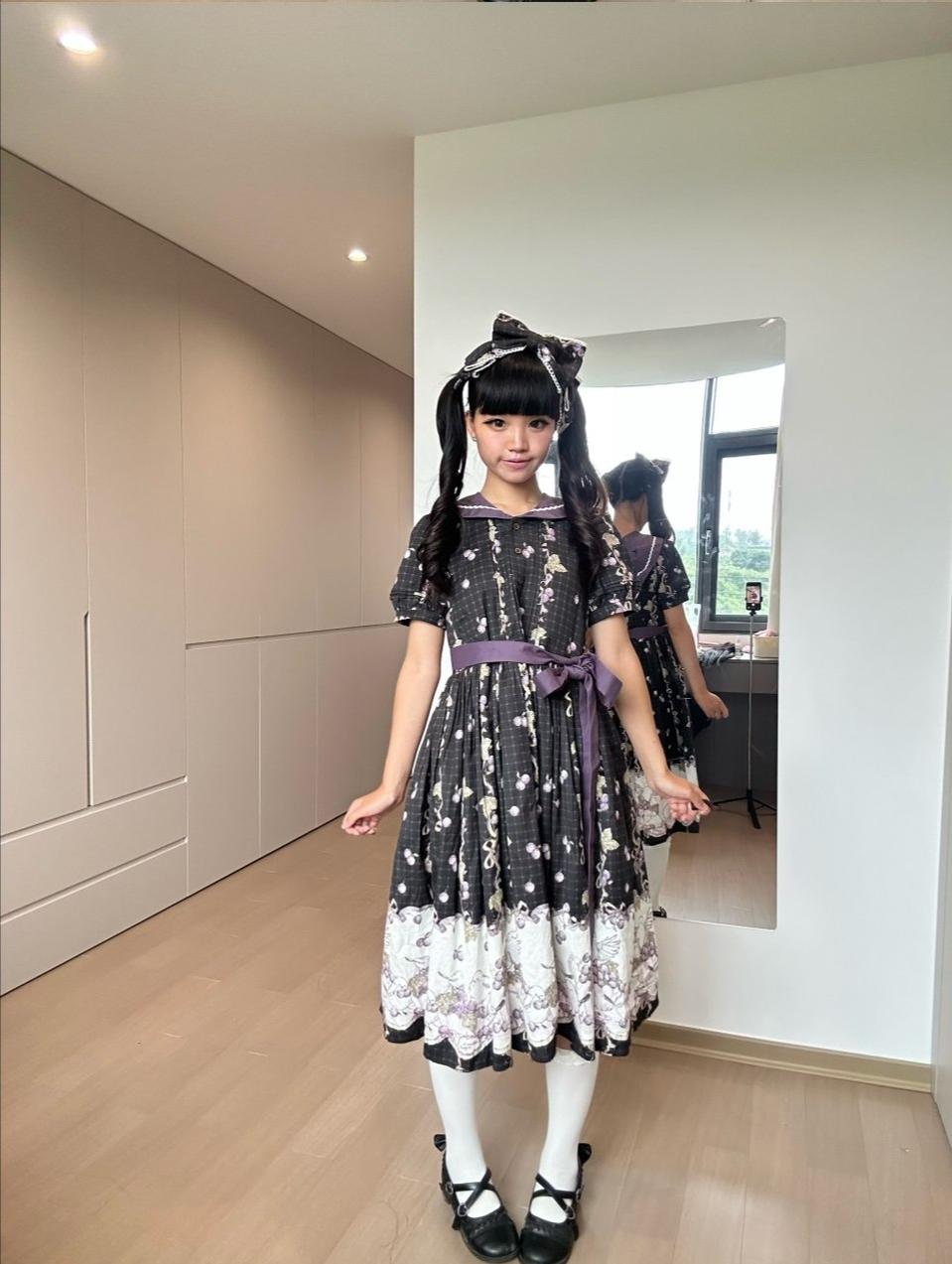 Grape Season - Cotton Classic Lolita Grape Printed OP & JSK Dress 45609:855230