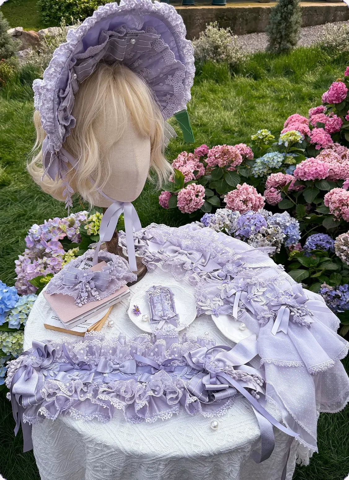 Wisteria Courtyard - Dreamy Purple Brooch and Headdress, Wisteria Accent
