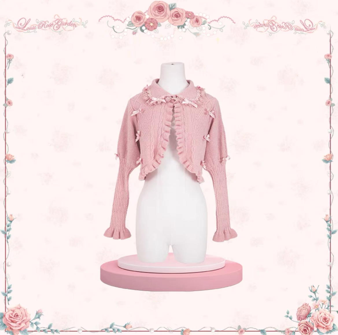 Mademoiselle Pearl~Rose Garden~Elegant Lolita Dress Bridal Floral Dress XS Cardigan (pink): Osmanthus cardigan 29098:396442