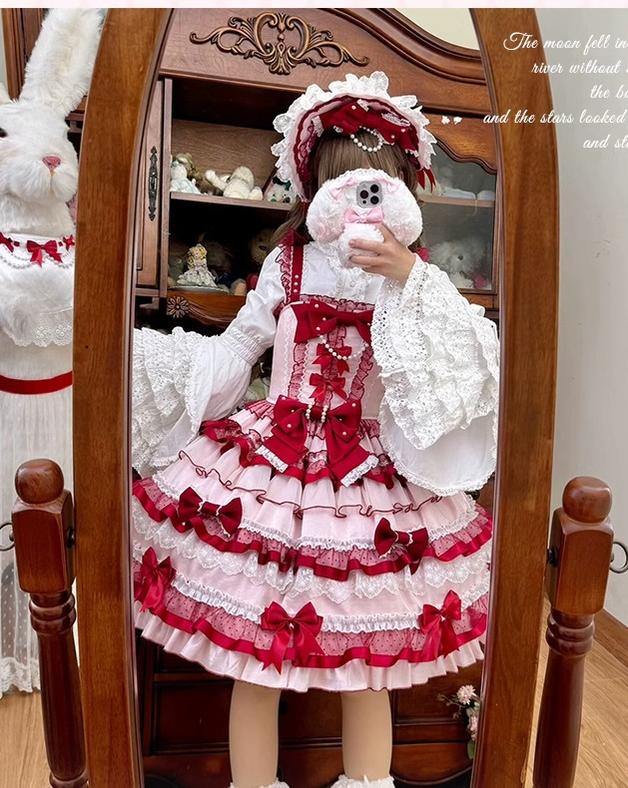 Sakurahime - Ribbon Strawberry - Sweet Lolita JSK and BNT with Old School Lolita Style