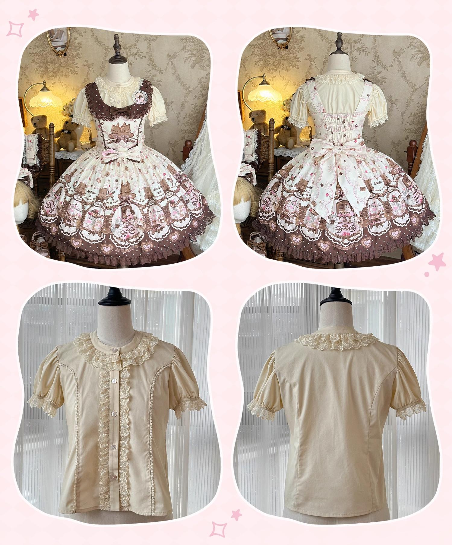 Sweet Dream Sheep - Chocolate Cat - Kawaii Lolita JSK, Cat & Chocolate Print 43857:787386