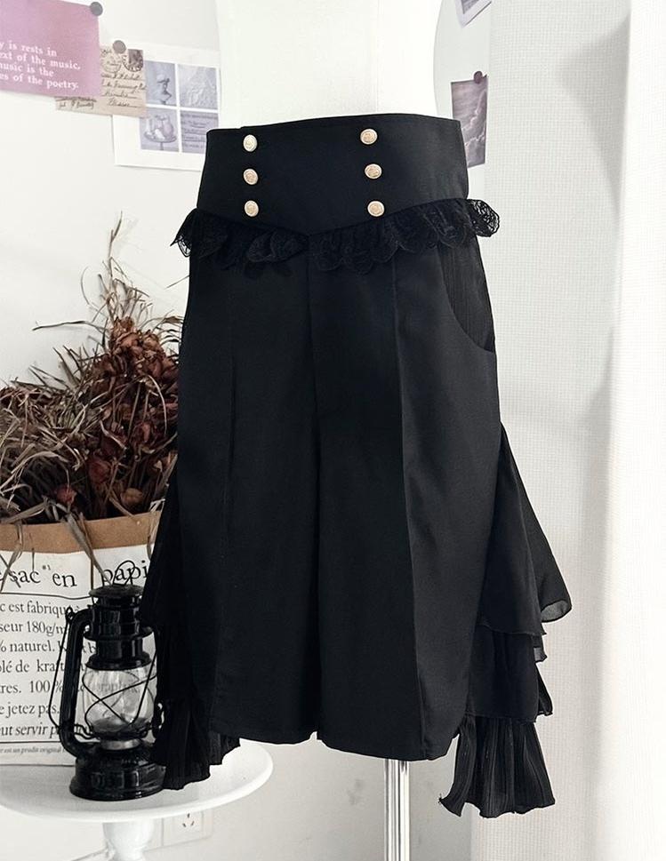 CastleToo - Eternal City - Black Ouji Lolita Pointed Collar Shirt Outfit