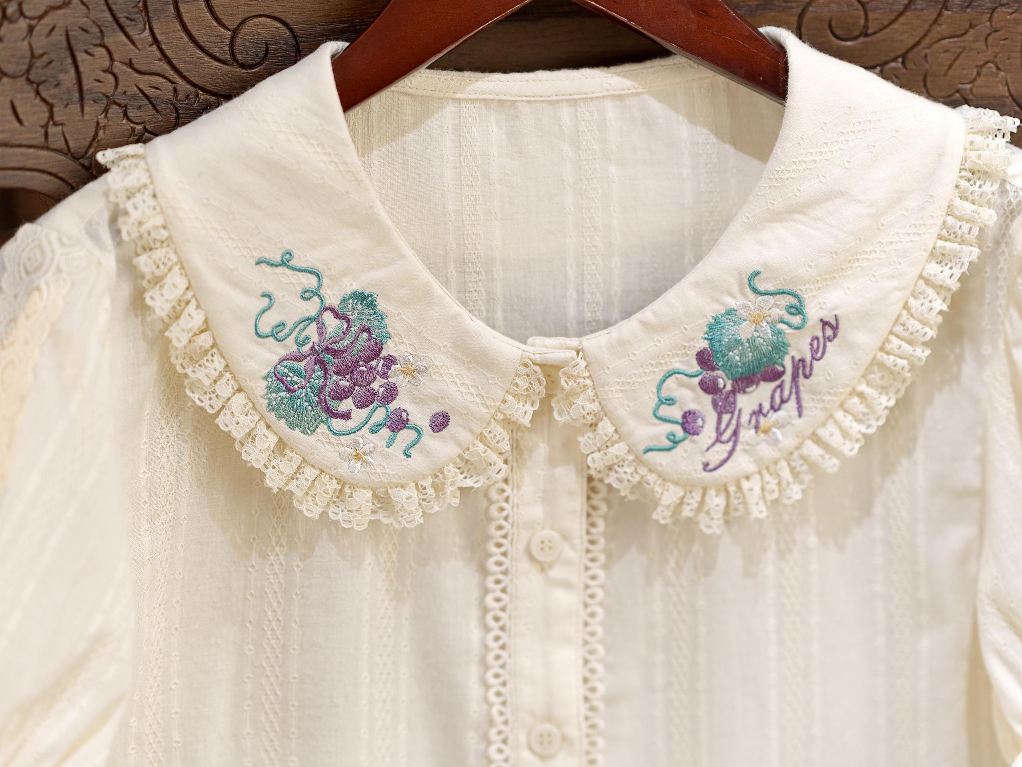 Abundant Tea Time - Kawaii Lolita Blouse, Cotton & Embroidery 45002:831066