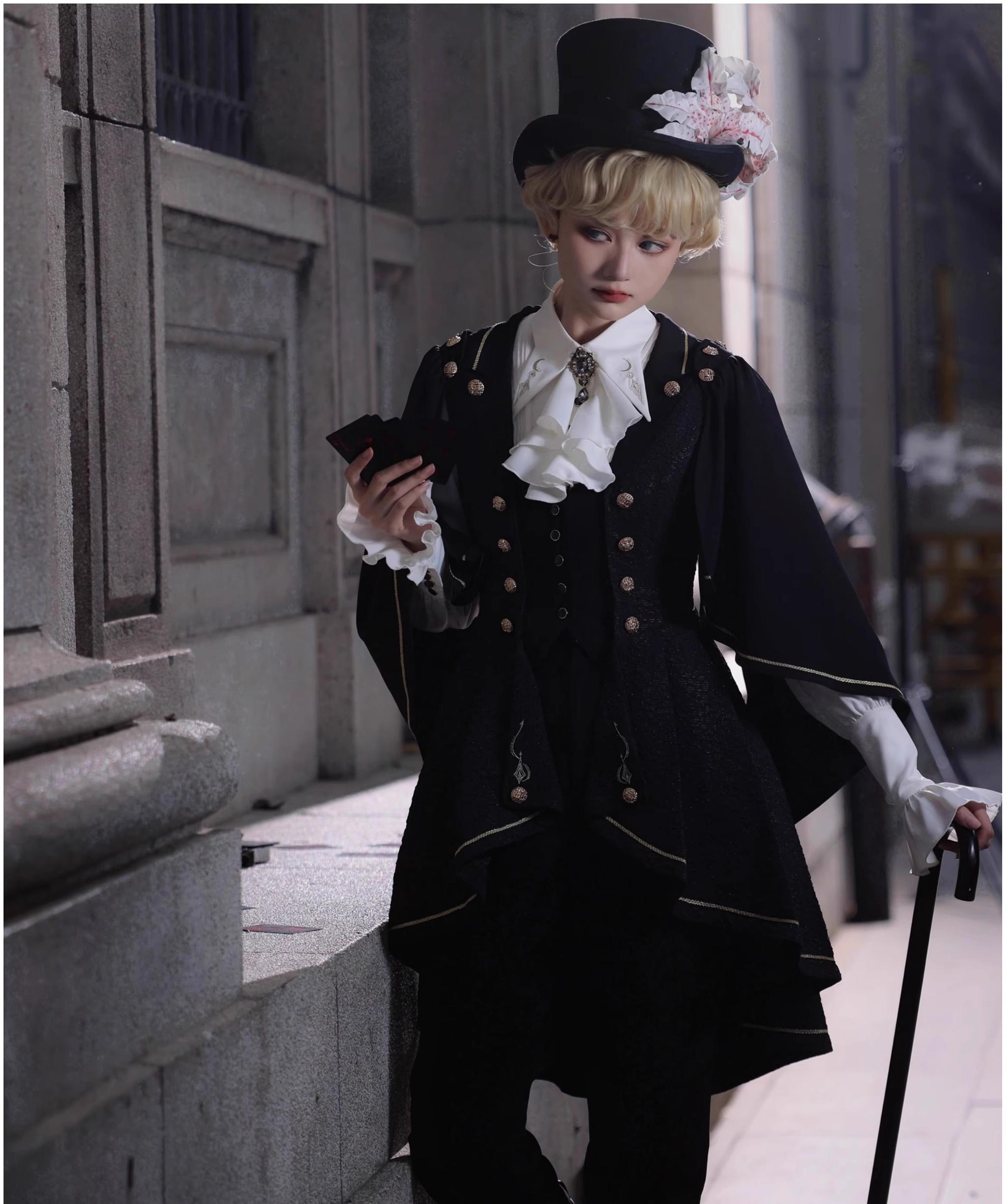 SilentMars~Fallen Moon Rule~Military Lolita Shirt Set Retro Knight Style Blouse 41196:687614
