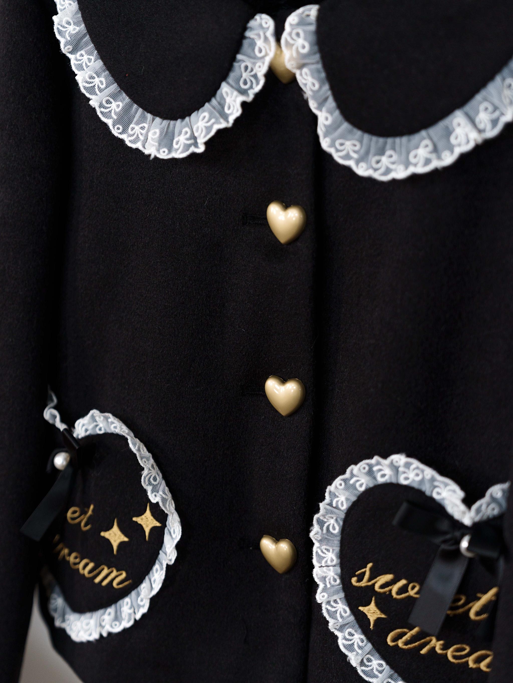 Milk Puff - Winter Fleece-lined Sweet Lolita Coat, Detachable Collar 44043:793456