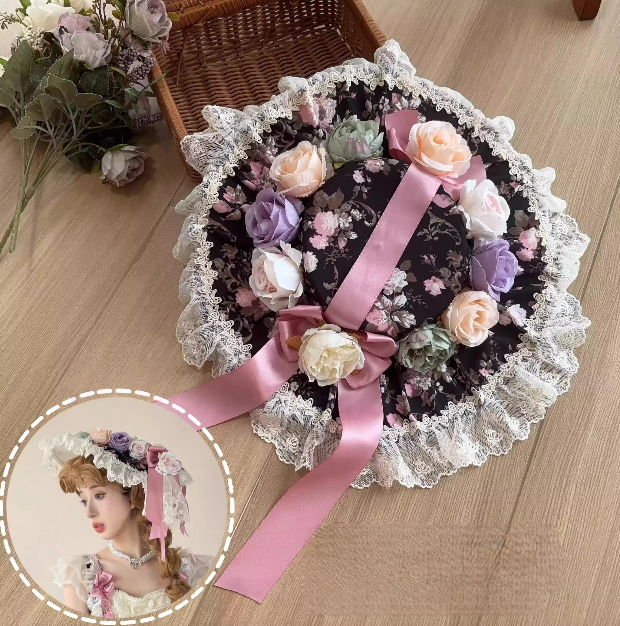 Dolota Flower Wall - Classic Lolita Floral OP Dress, Open Shoulder (L M S XL) 44485:811276