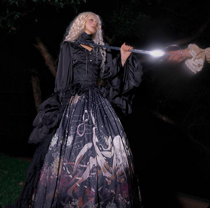 Caged Bird Hotel - Reborn Ancient God - Gothic Lolita Shirt & Skirt Set