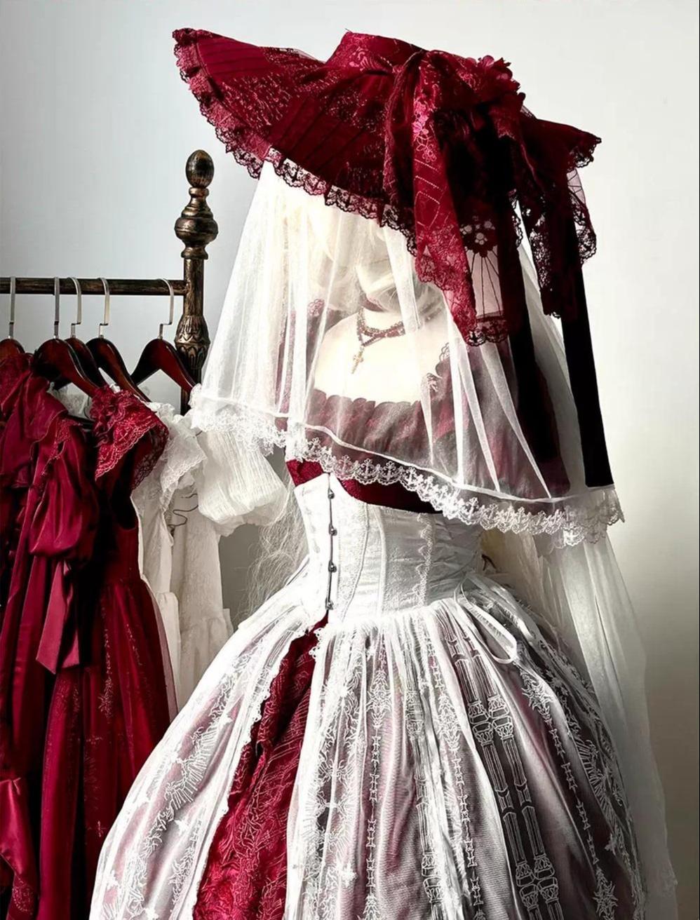 Dragon Bone Cemetery - Mesh Gothic Lolita Skirt, Boning Corset 44493:811347