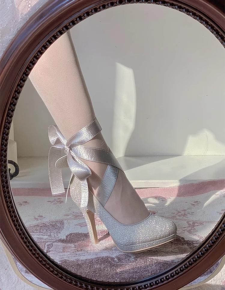 Pure Tea For Dream - Butterfly Specimen - Shiny Ballet Lolita Shoes Sweet Lolita Platform Heels
