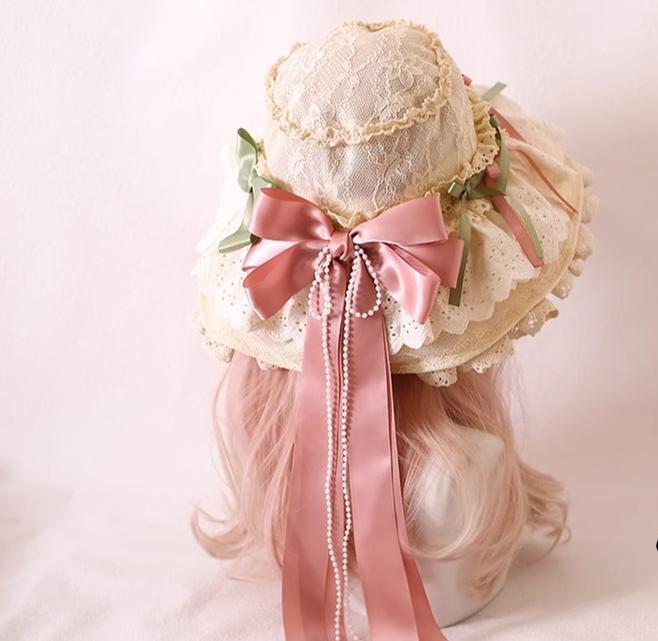 Xiaogui - Elegant Lolita Sunshade Hat Floral Bow Hats