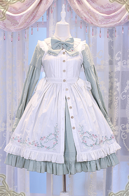 Chess Story~Rosebud Manor Version 2.0~Vintage Country Lolita Embroidered JSK Smocked Dress   