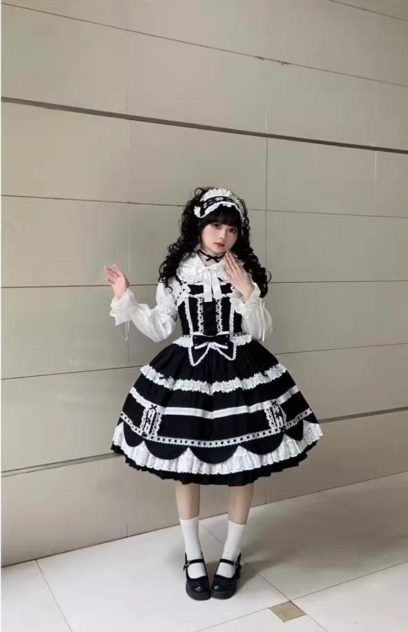 Cream Petal - Cotton Old School Lolita JSK, Layered Tiered Hem 44538:812495