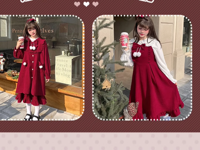 Yingtang~Christmas Lolita Coat Plus Size Lolita Long Overcoat   
