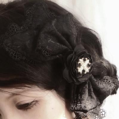 Forest Fluorescent Carps - Black Lady - Gothic Lolita JSK Dress Set S Black big side clip