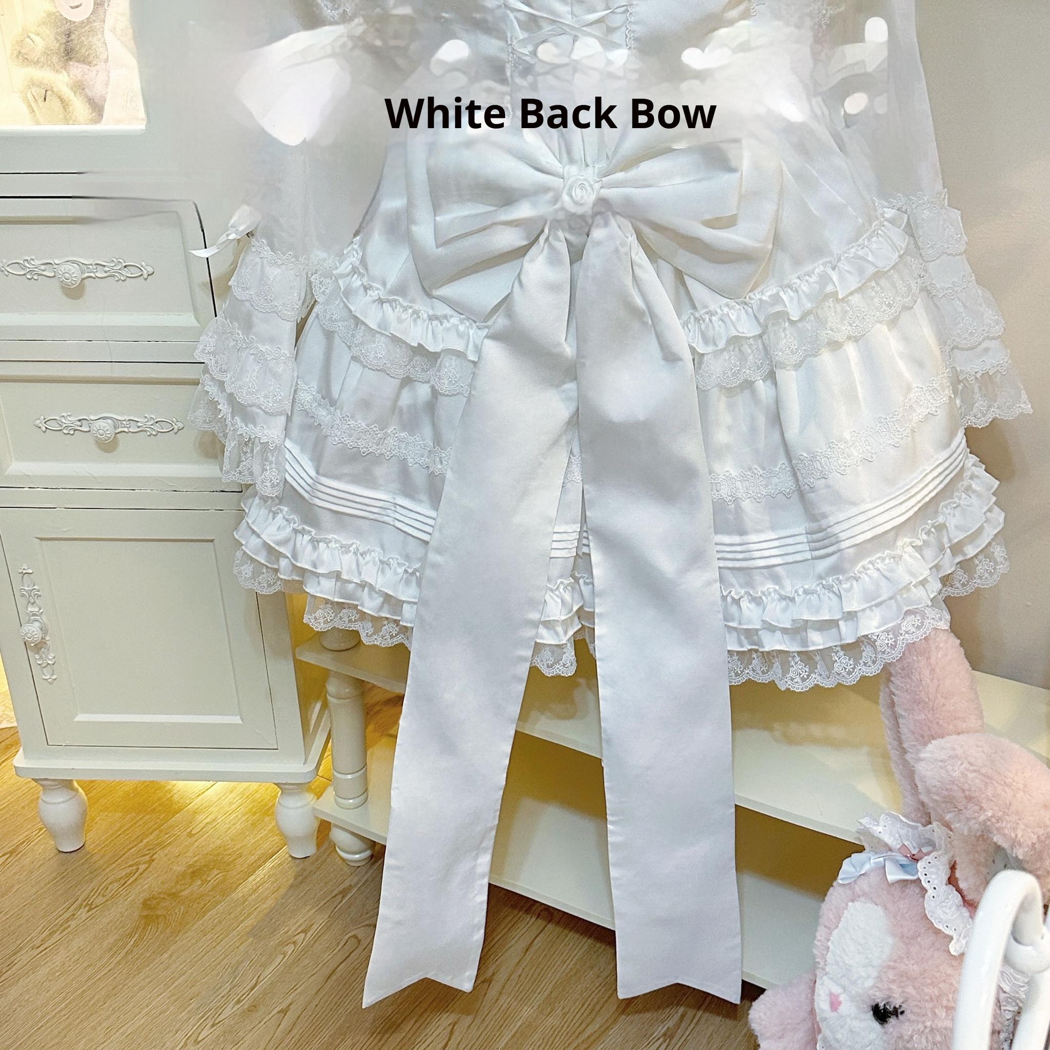 Uncle's Workshop - Stacked - Lolita Accessory Set Hairband Bow Trailing Brooch Choker Pure White Back Bow Only