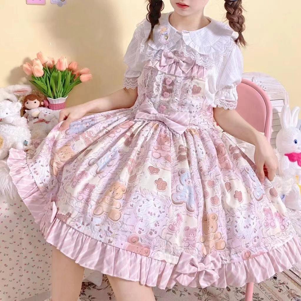 Akiyama Future Studio - Kawaii Little Bear Lolita Salopette Daily Lolita JSK S Purple salopette