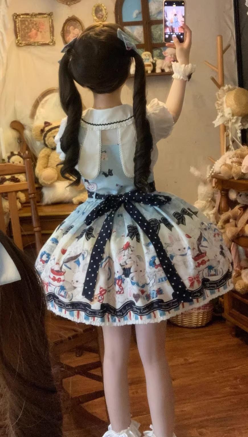 Myth Rabbit Tea Party - Sweet Lolita Dress Set, Bunny Print JSK 44460:809397