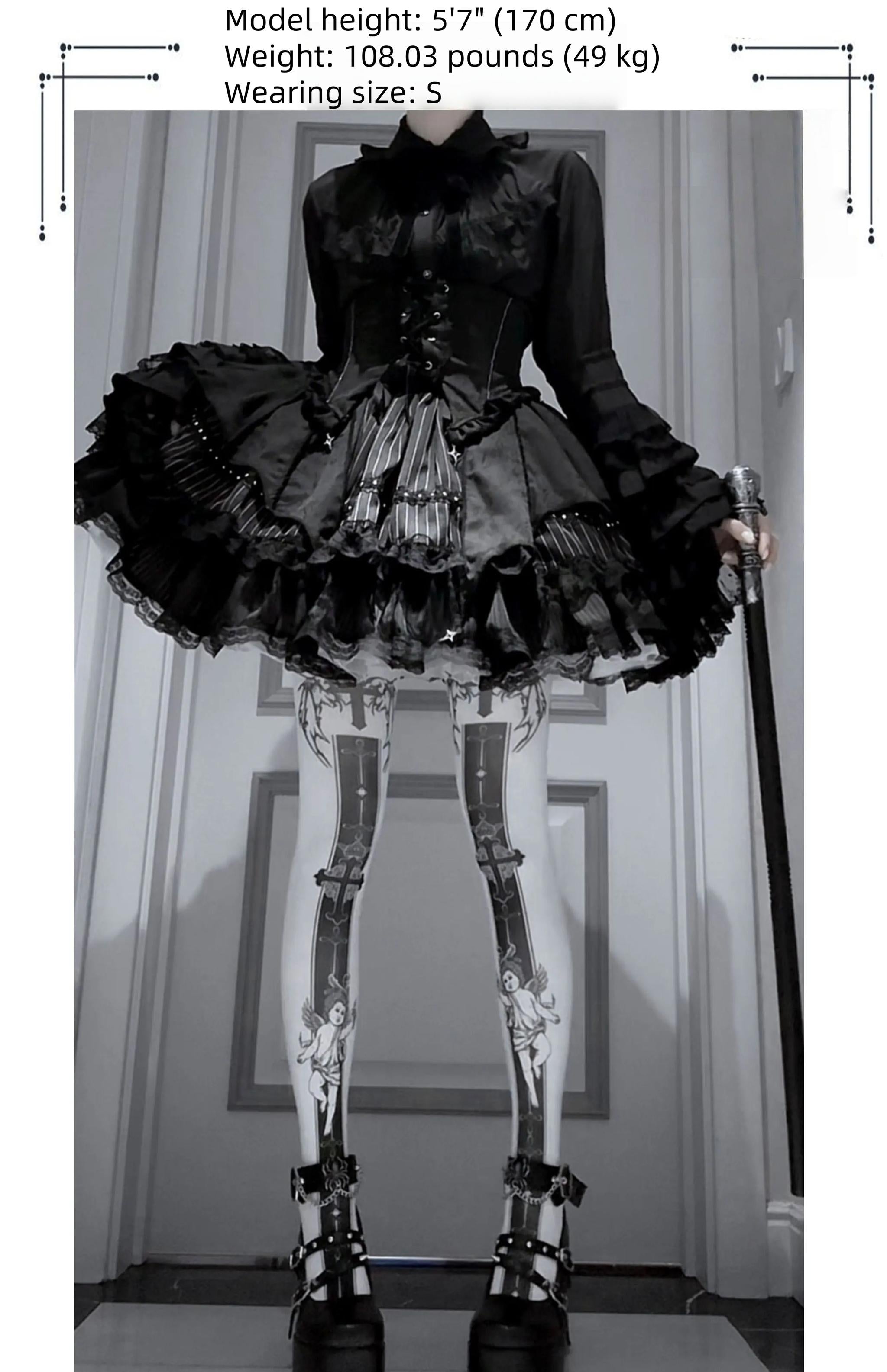 Twilight Song - Trace Bone - Black Gothic Lolita SK & Waist Cincher 43719:784305