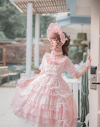 Dawn Wedding - Sweet Lolita OP Dress, Layered Hem