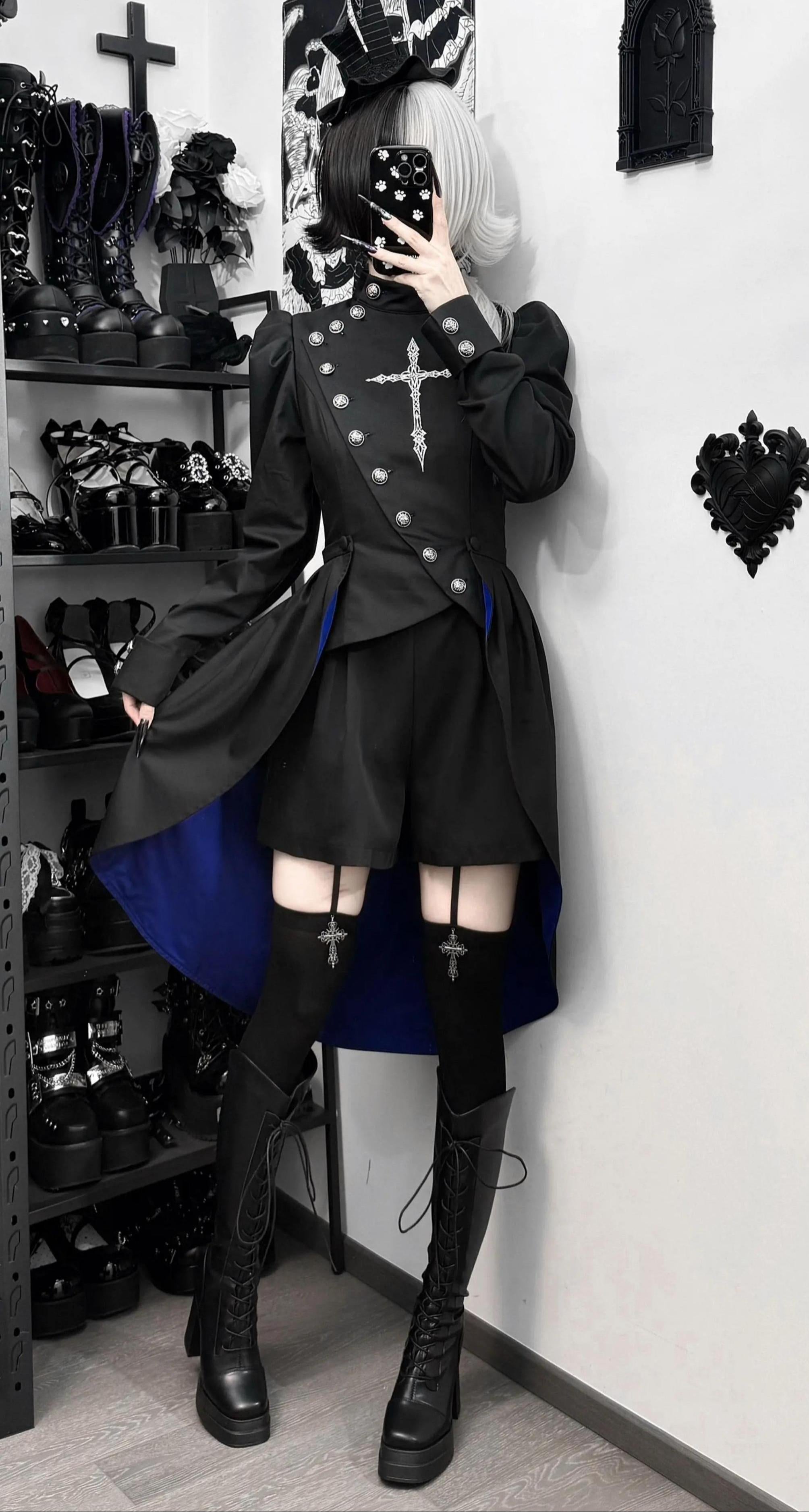 White Night Sonata - Ouji Lolita Embroidery Coat, Detachable Trailing