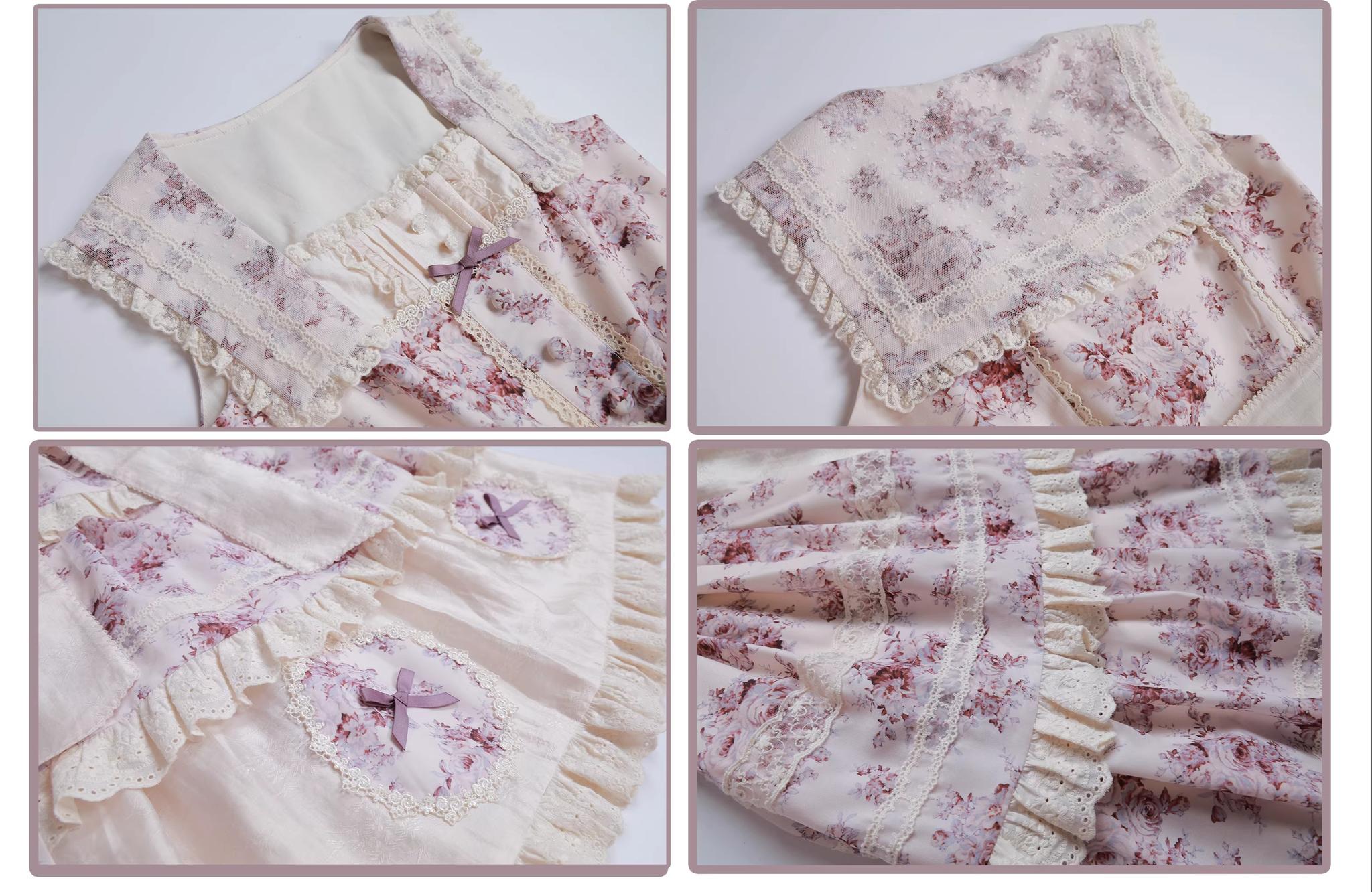 Black Rose - Printed Old School Lolita Dress, Front Opening