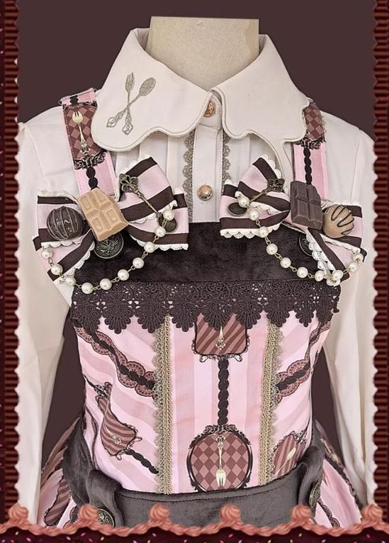 Chocolate Carousel - Peter Pan Collar Old School Lolita JSK Dress, Carousel Print
