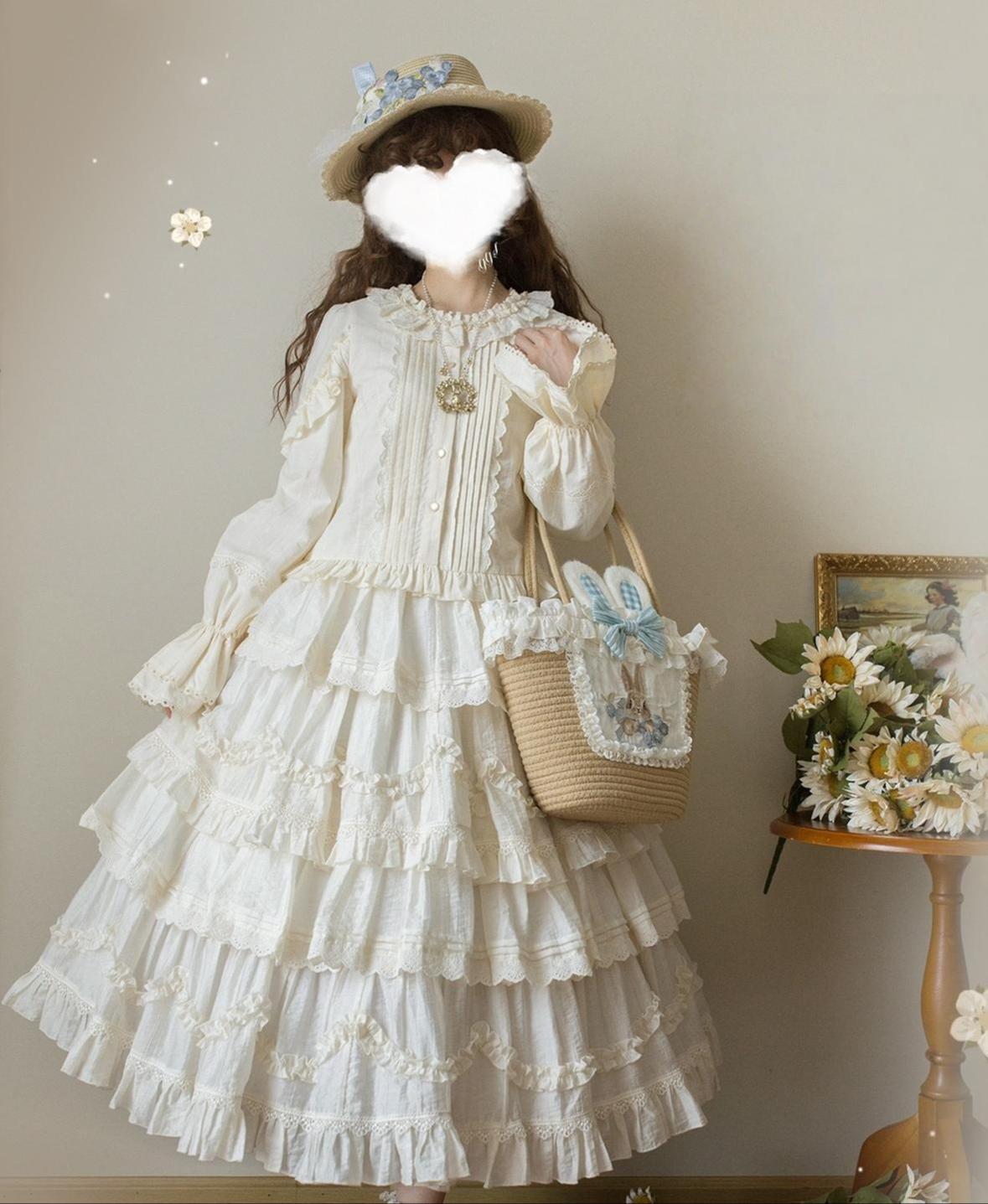 Honey Machine - Sweetheart Rabbit Berry - Country Lolita Ivory Blouse, Underskirt & Apron 44138:796250
