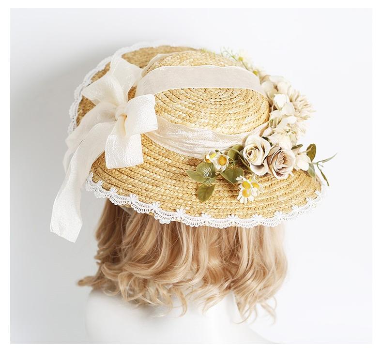 Xiaogui - Elegant Lolita Flower Bow Lace Sunhat