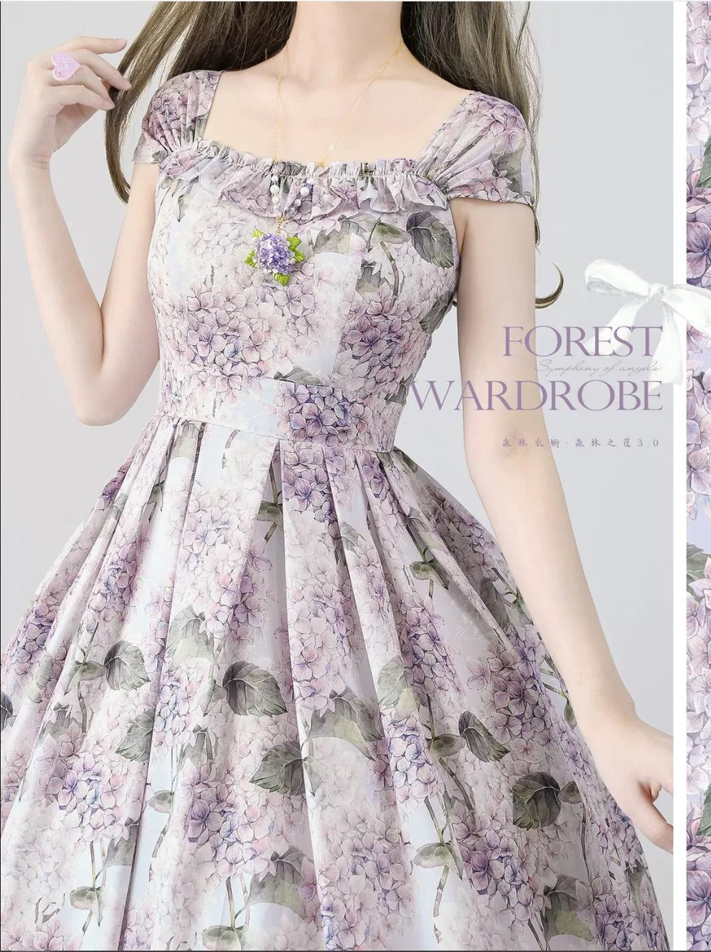 Forest Wardrobe - Forest Basket 3.0 - Vintage Lolita JSK Dress Summer Thin Dress S purple sunflower