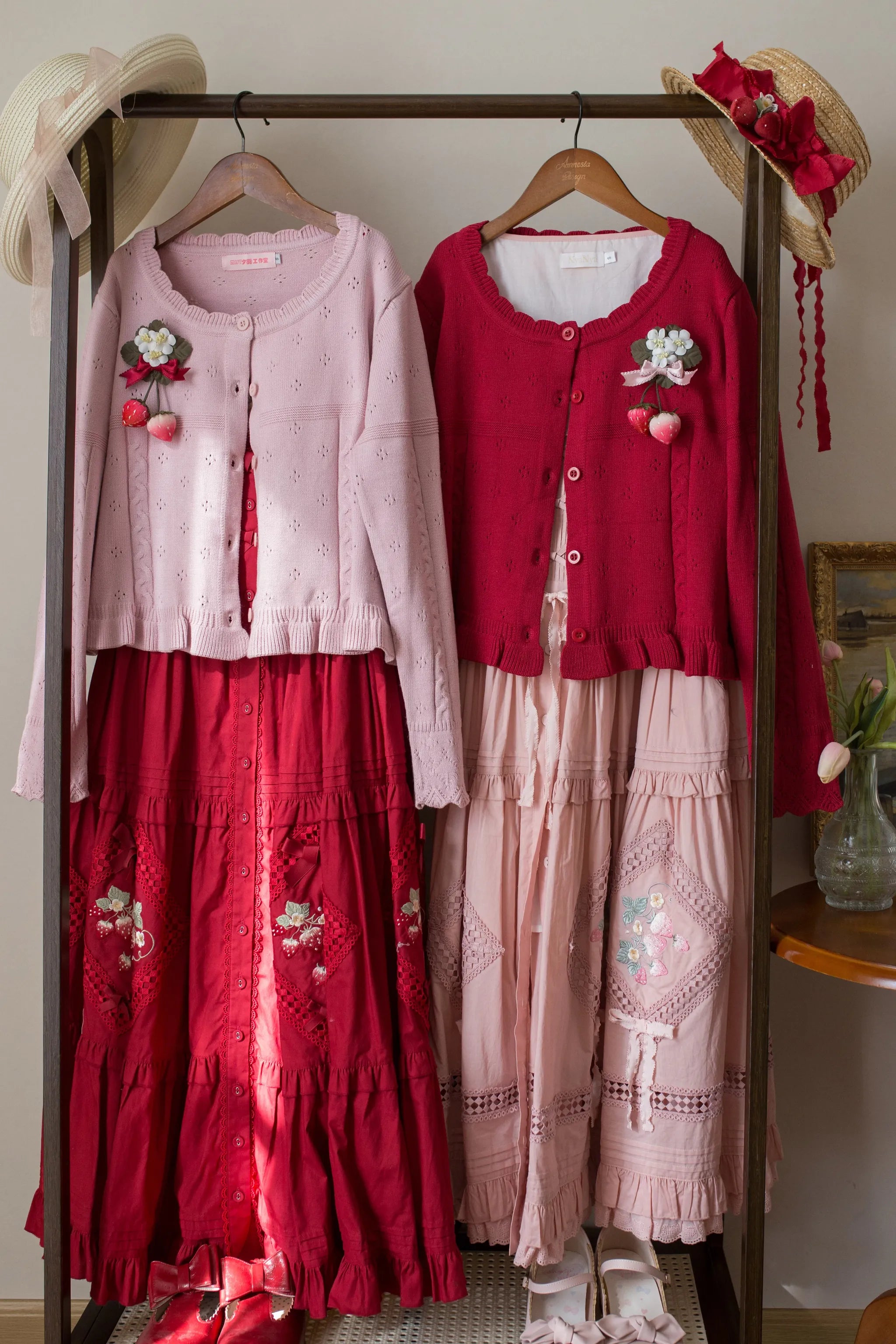 MIST - Kawaii Lolita Sweater Cardigan, Ruffled Lace Hem 43896:789193