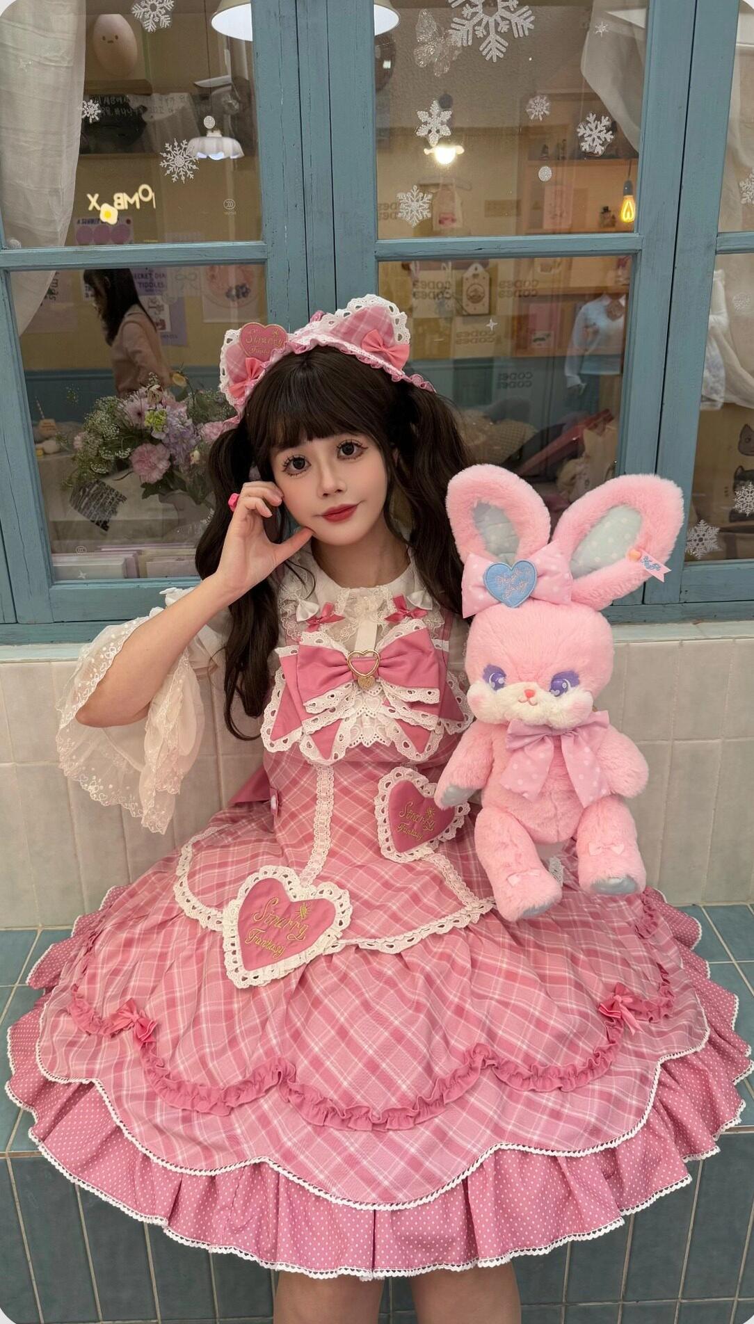 Shibuya Honey - Plus Size Sweet Lolita Plaid OP & JSK Dress (2XL L M S XL) 45210:840412