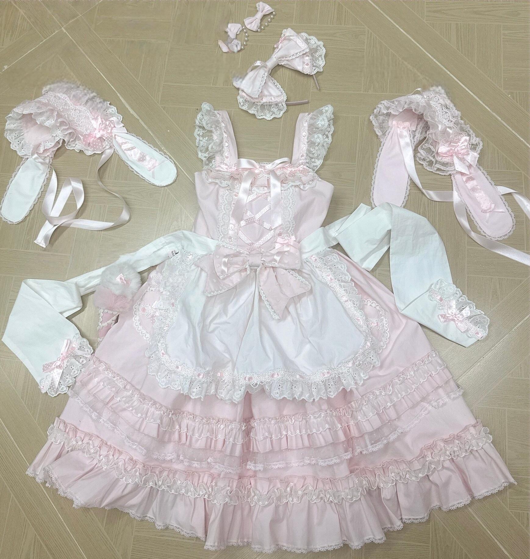 Little Dessert Chef - Old School Lolita JSK Dress, Cream-Like Ruffle
