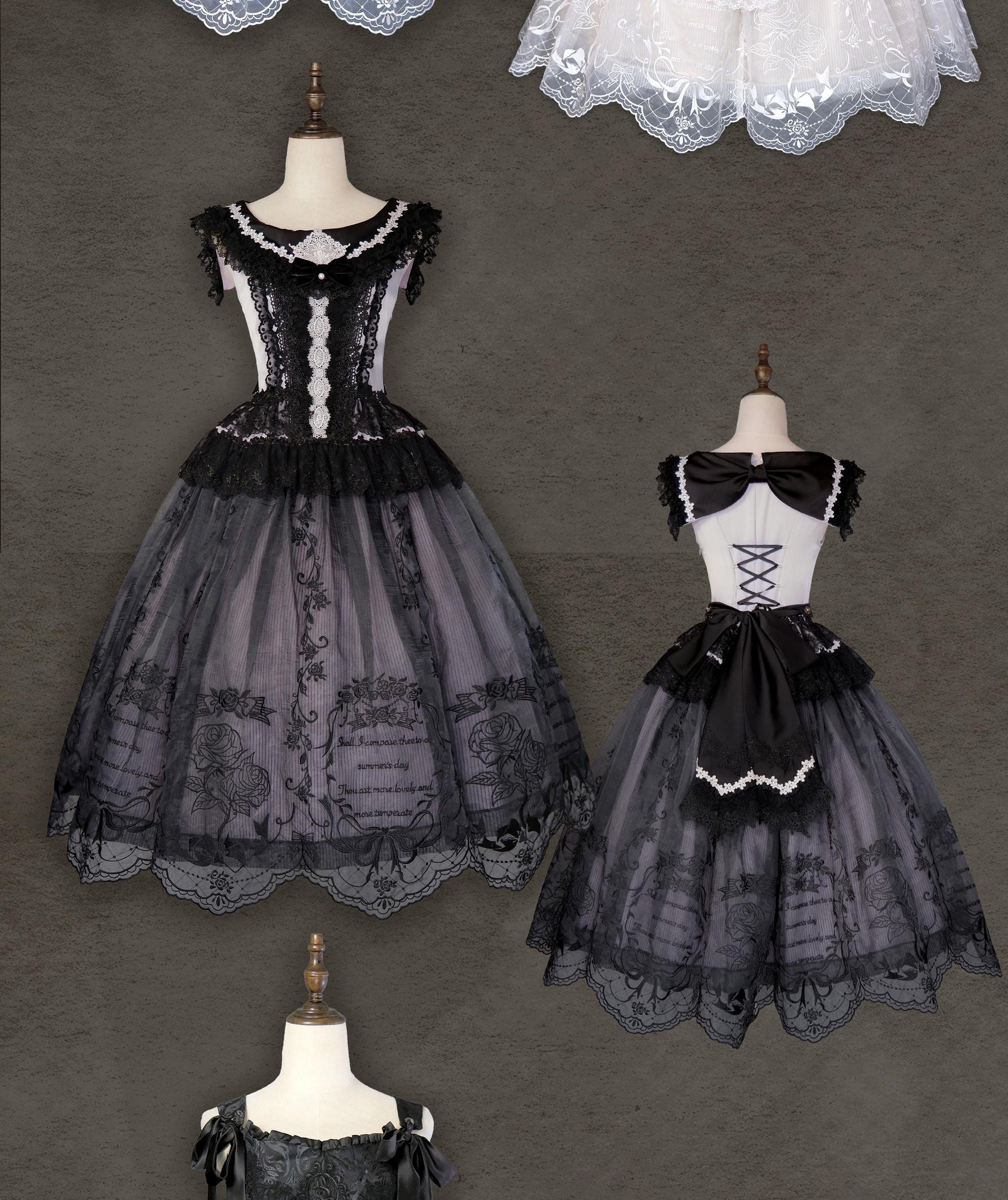 AuroraBorealis - Moonshadow - Gorgeous Wedding Lolita Dress Set Embroidered JSK SK and Bodice (L M S XL XS XXL) 41640:724974