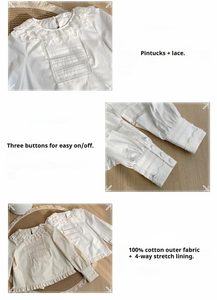 Jennie - Sweet Lolita Cotton Shirt, Ruffled Round Collar