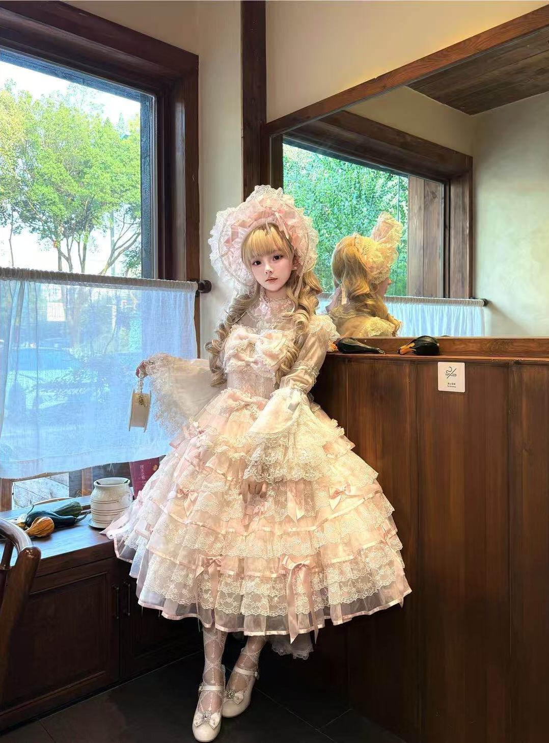 Sakura Snow Love Song - Wedding Sweet Lolita JSK Dress, Lace & Bows Details 44530:812608