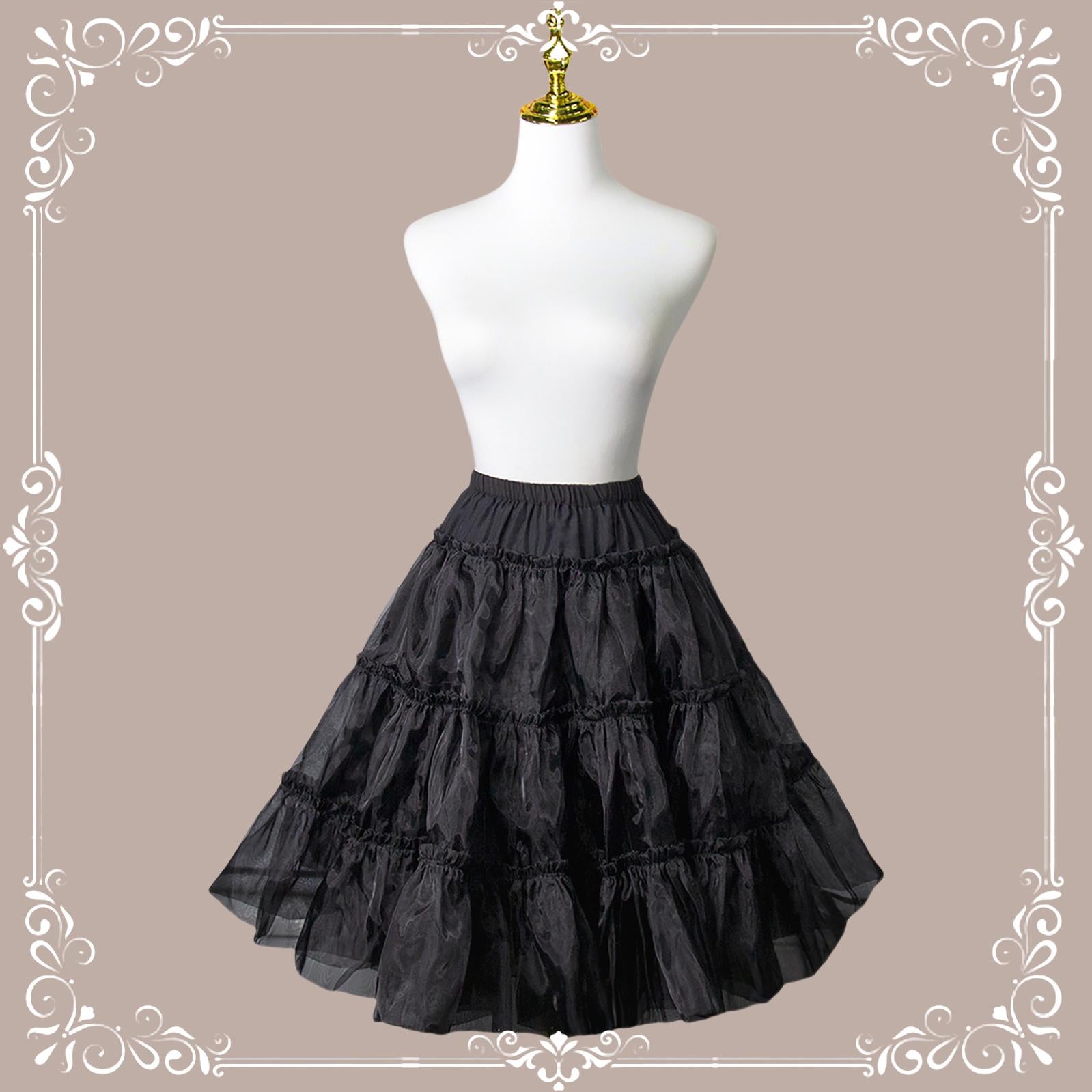 Aurora&Ariel - A Line Daily Wear Petticoat | 23.6" (60 cm), Cotton Lining One Size Black